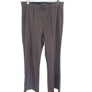 Eva Franco Women's Pink Black Houndstooth Knit Pull On Straight Leg Pants Size M